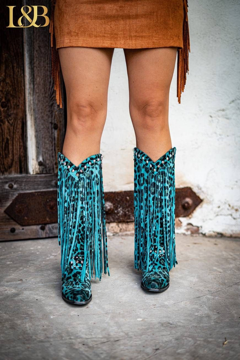 Turquoise clearance fringe boots