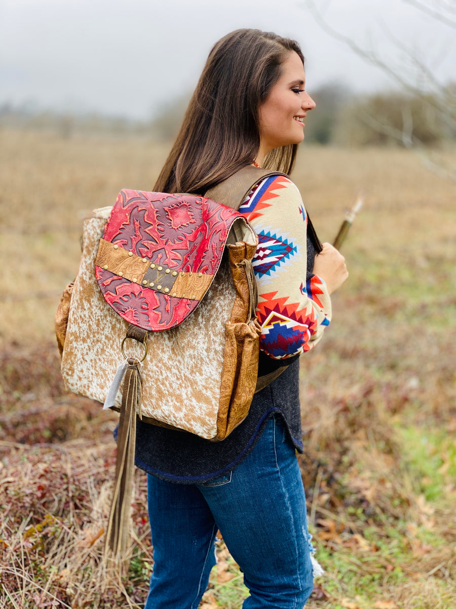 Keep It Gypsy leopard Print Backpack with rainbow hide