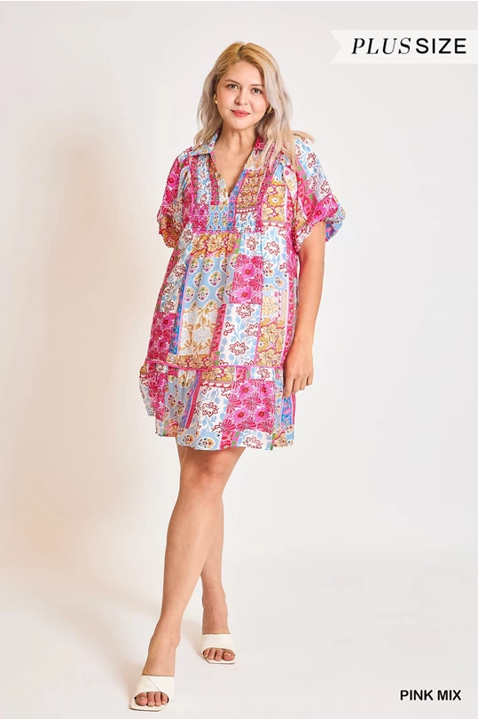 Patchwork Spring Dress By Umgee