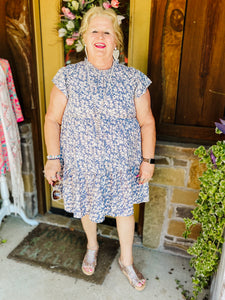 Cream and Blue Plus Size Dress by Umgee