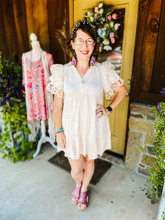 Cream and Lace Dress by Umgee Flint Gypsies Cream and Lace Dress by Umgee Flint Gypsies