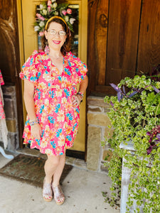 Coral Floral Summer Dress