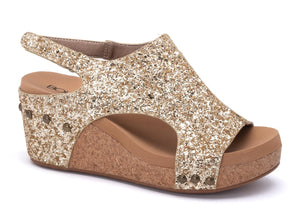 Glitter Gold Wedge Heels by Corkys Boutique