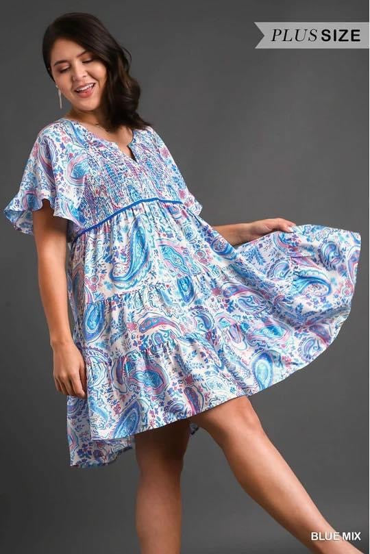 Blue Paisley Floral Dress by Umgee