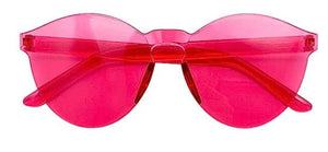 Round Frame Hot Pink Clear Sunglasses