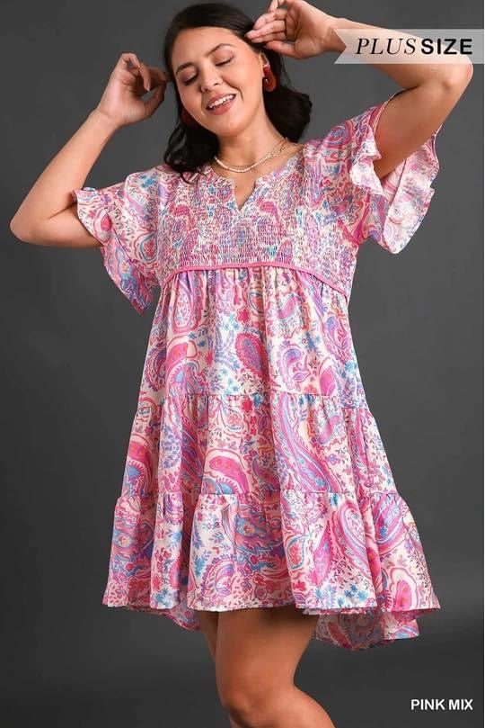 Pink Paisley Floral Dress by Umgee