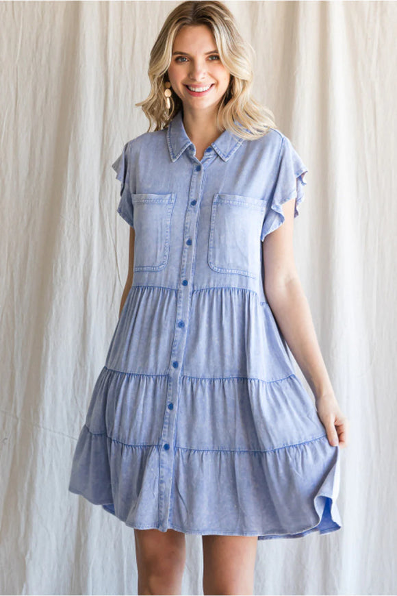Chambray Blue Washed Dress by Jodifl – Flint Gypsies