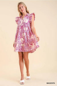 Pink and White Mixed Print Dress by Umgee
