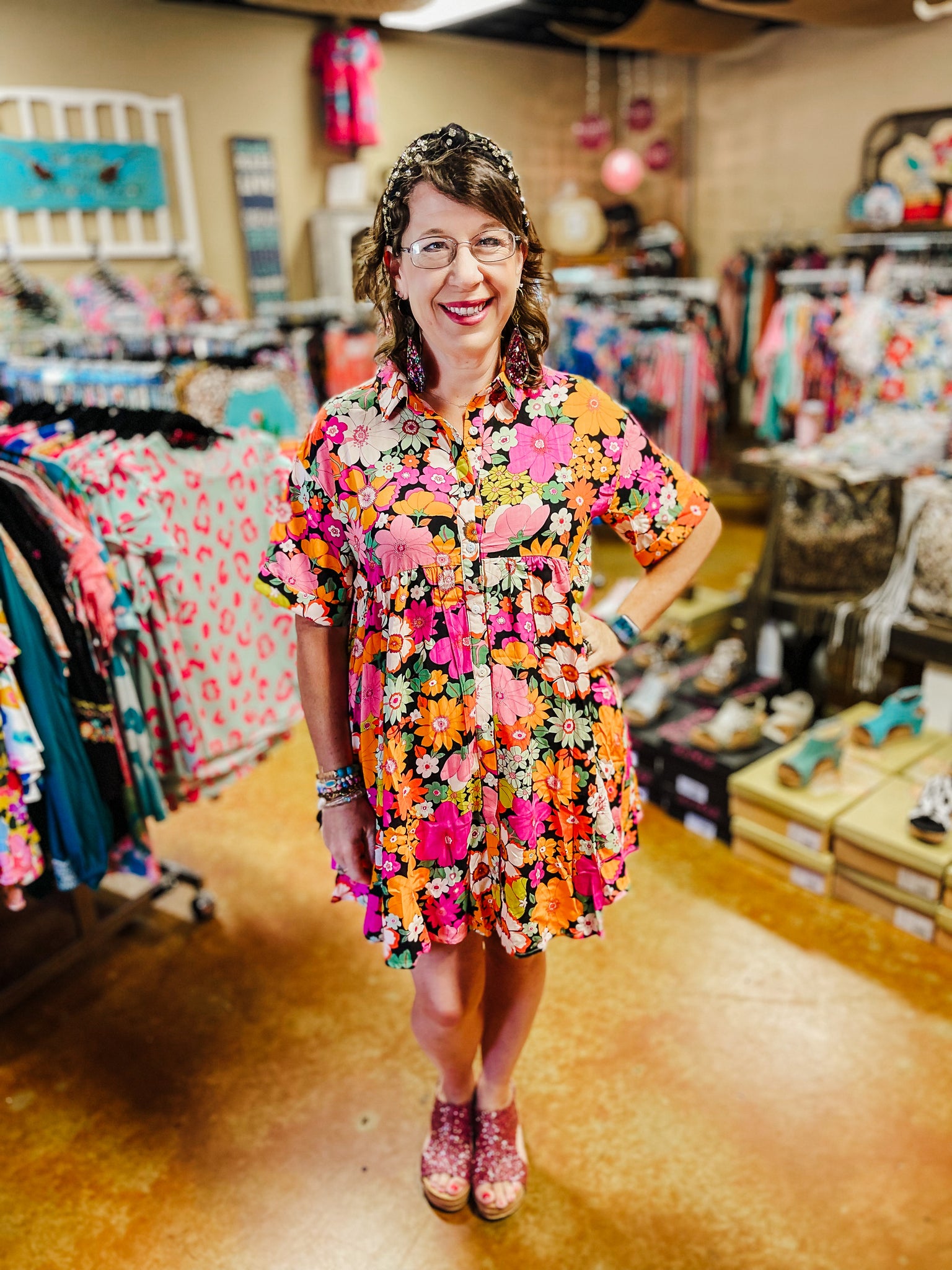 Pink Floral Dress by Entro Flint Gypsies Pink Floral Dress by Entro Flint Gypsies