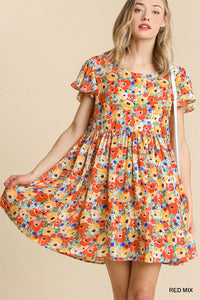 Yellow and Red Poppy Floral Dress by Umgee
