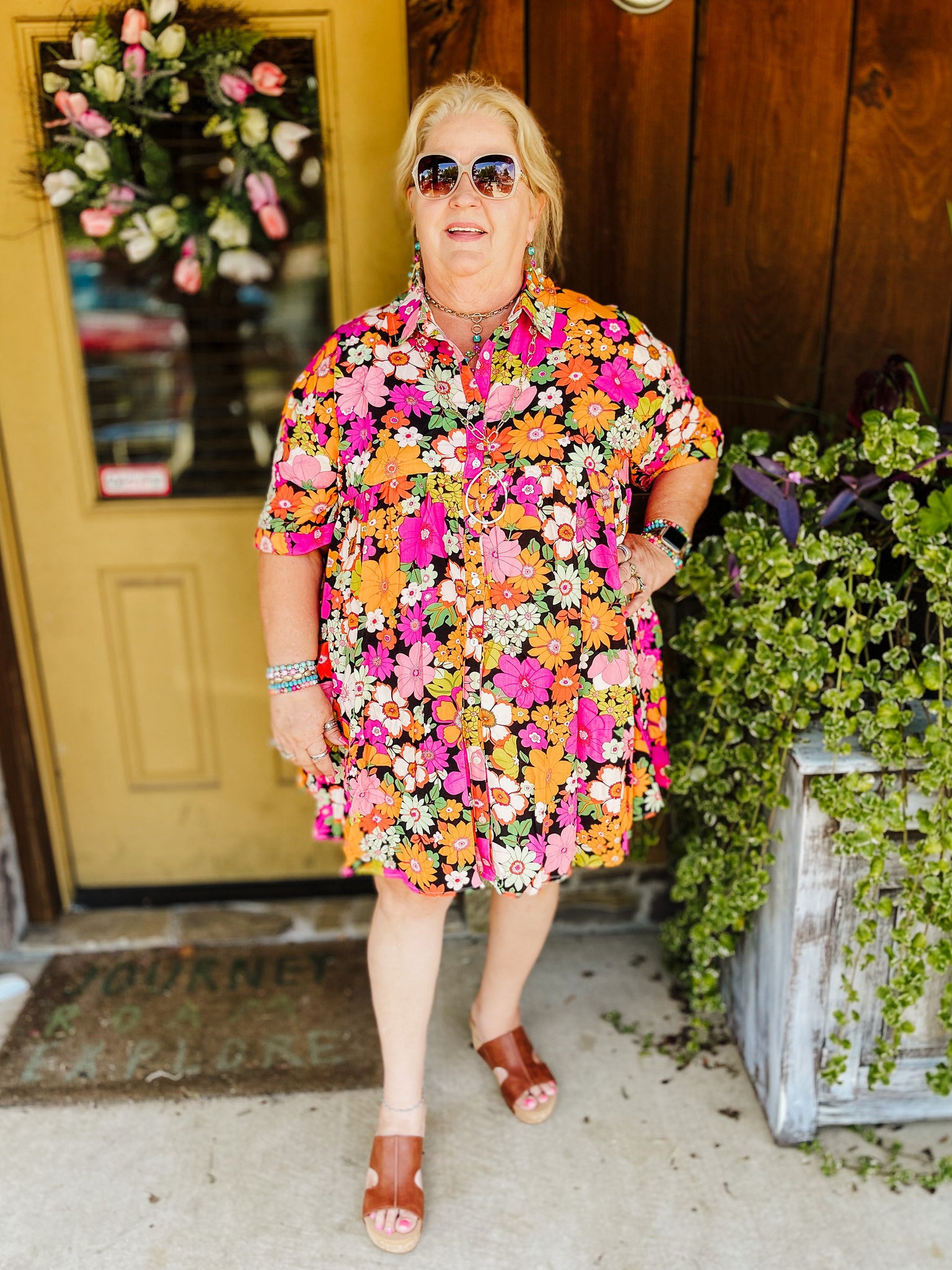 entro pink floral dress Pink Orange Floral Maxi Dress | Women's Boutique Style
