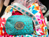 Turquoise Bling Keep It Gypsy Leather Cross Body Bum Bag Fanny Purse