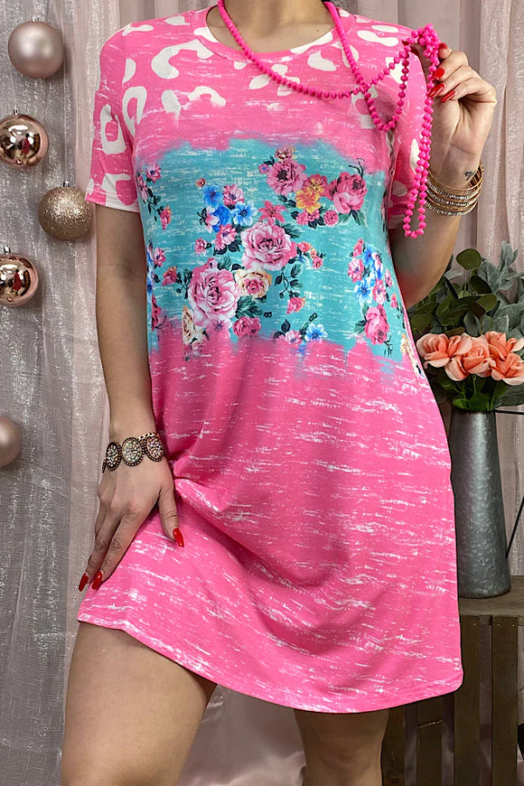 Pink and Turquoise Women’s Dress