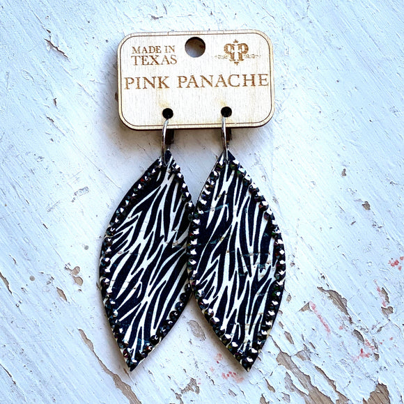 Pink Panache Black and White Earrings