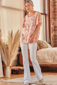 Savanna Jane Diamond Floral Short sleeve Top