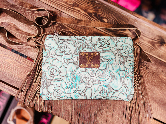 Turquoise Rose Keep It Gypsy Leather Cross Body Purse