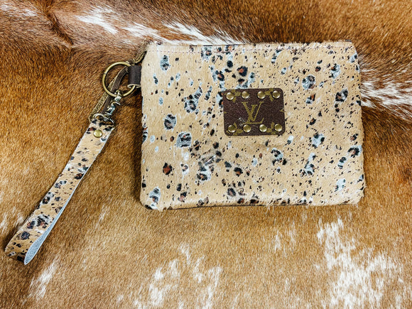 Lainey Leopard Keep It Gypsy Leather LV Accent Wristlet Purse