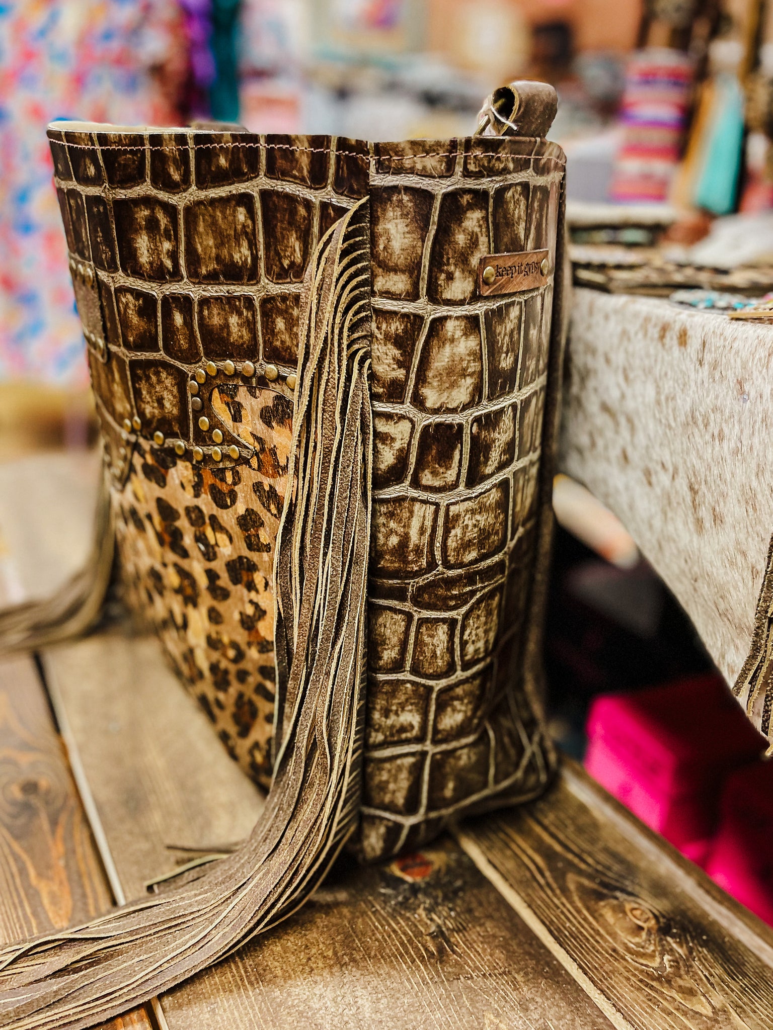 Bling Croc Keep It Gypsy LV Accent Leather Bag – Flint Gypsies