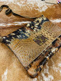 Calico Heifer Keep It Gypsy Leather LV Accent Cross Body Purse