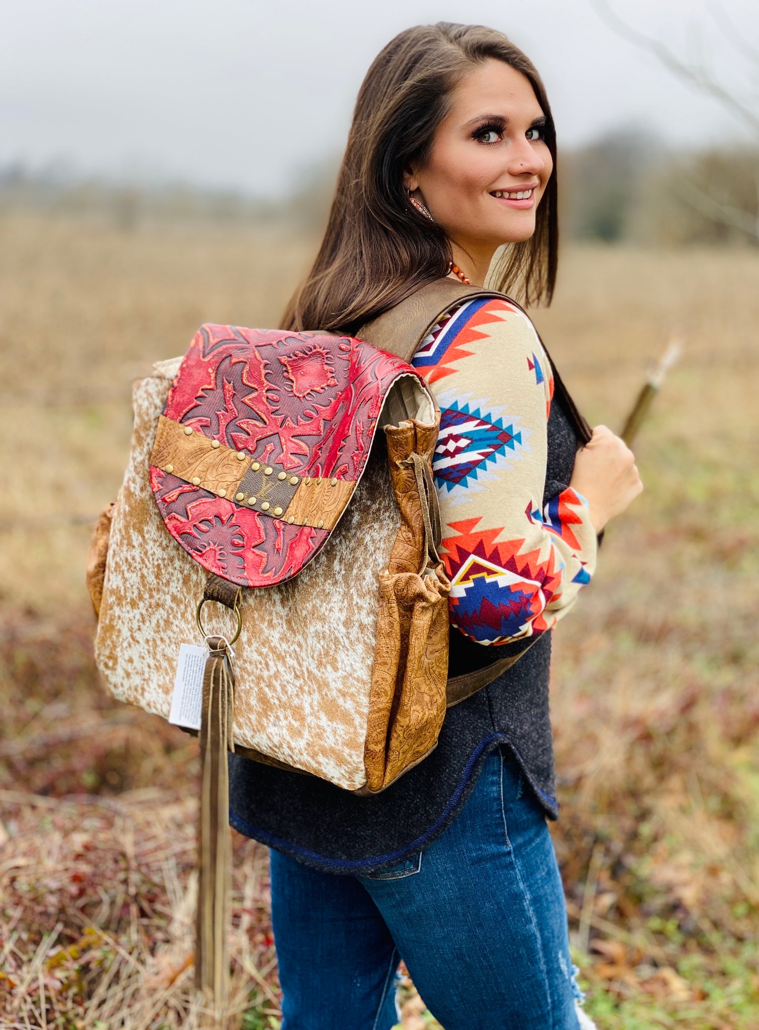 Keep It Gypsy Alavish Backpack With Gold And Silver Cowhide – Rustic Mile  Boutique