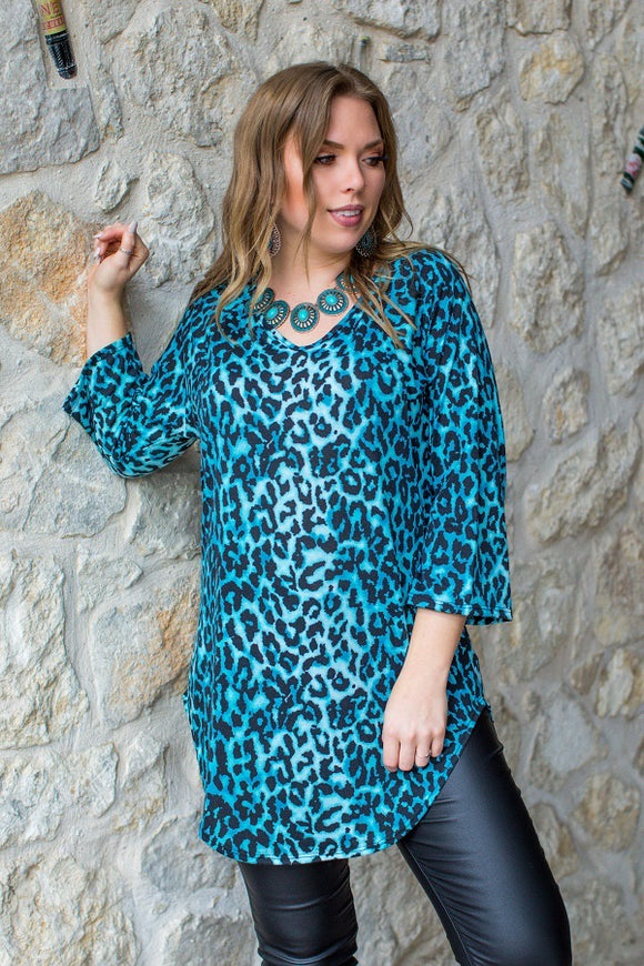 Turquoise Leopard Tunic