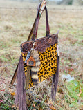 Tooled Leopard Cowhide Leather Purse