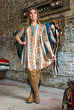 Turquoise and Tan Snake Dress or Tunic
