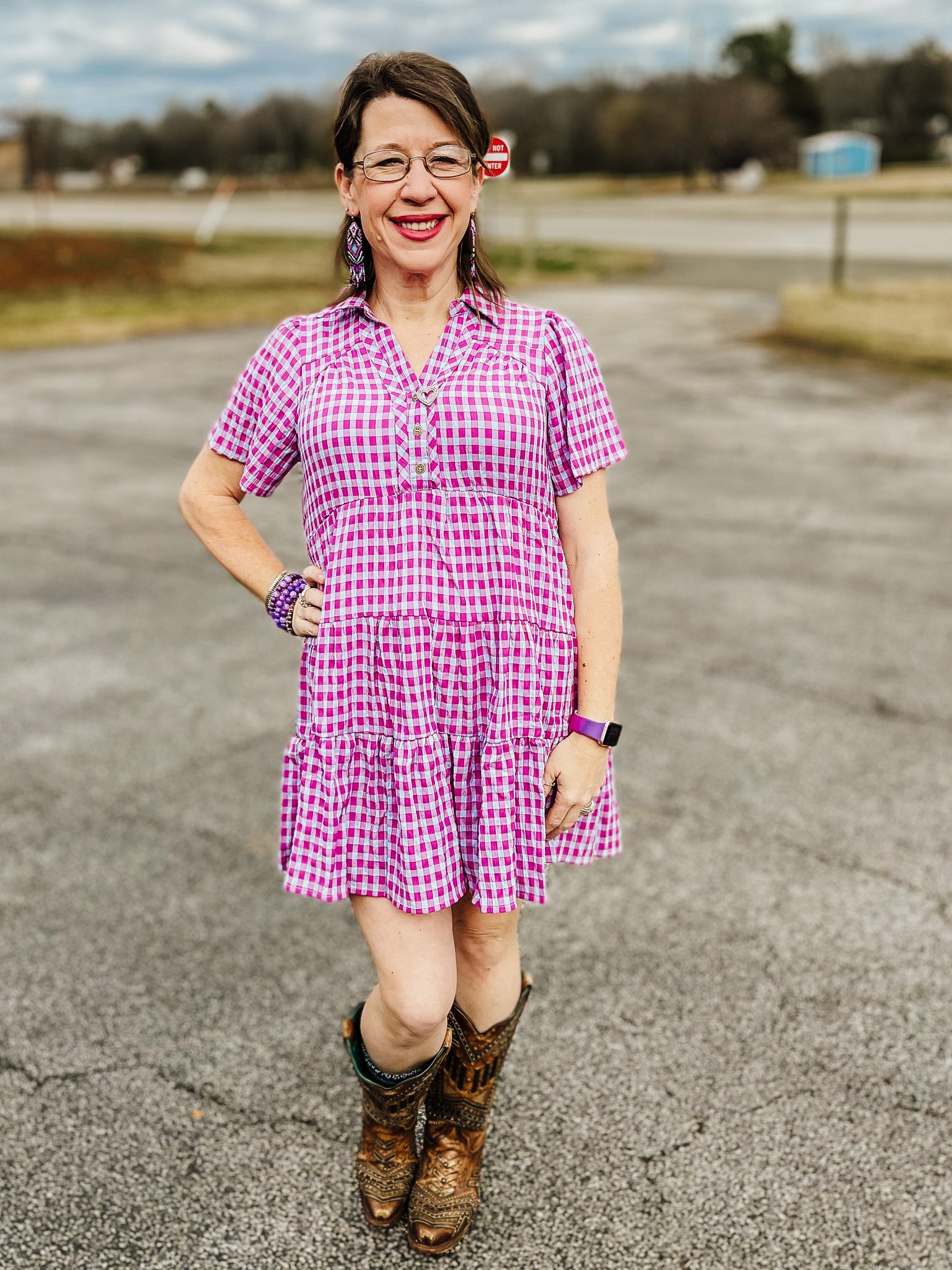 Shades of Purple Gingham Dress by Umgee Flint Gypsies Shades of Purple Gingham Dress by Umgee Flint Gypsies