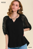 Black Lace Sleeve Top by Umgee