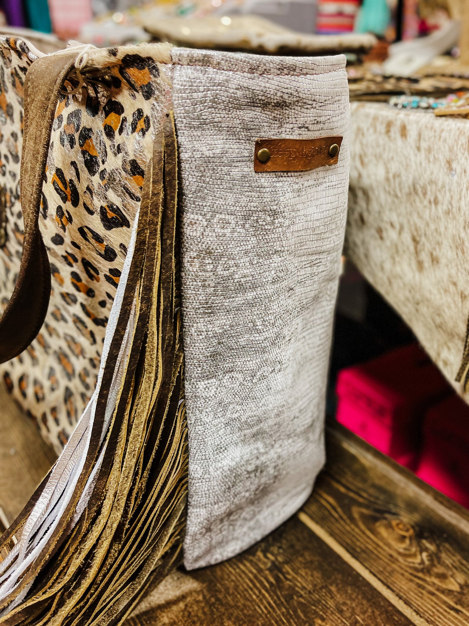 New repurposed Louis Vuitton leopard print purse