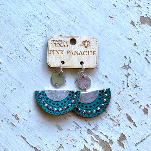 Pink Panache Turquoise Fan Earrings