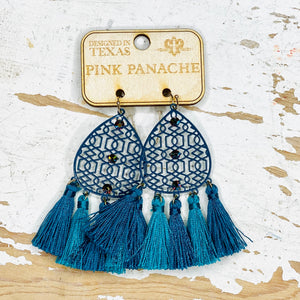 Turquoise Tassel Drop Pink Panache Earrings